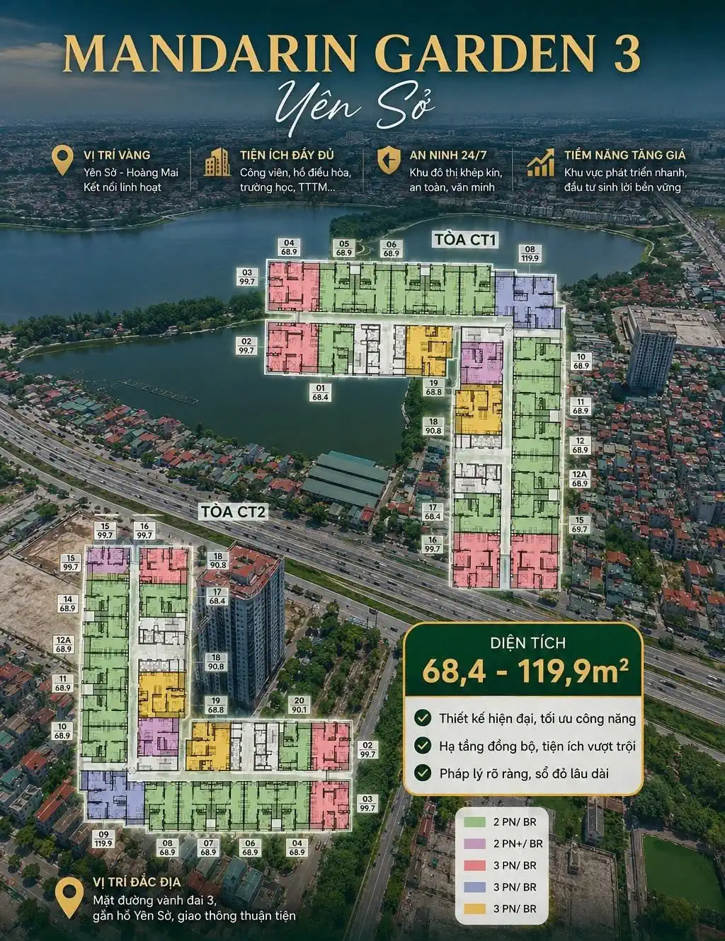 Sơ đồ dự án Mandarin Garden Yên Sở. 